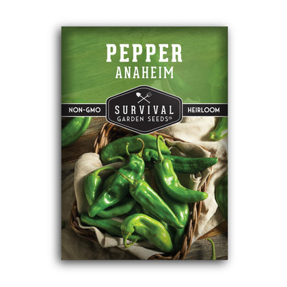Survival Garden Seeds Anaheim chili seeds ready for planting and roasting possibilities