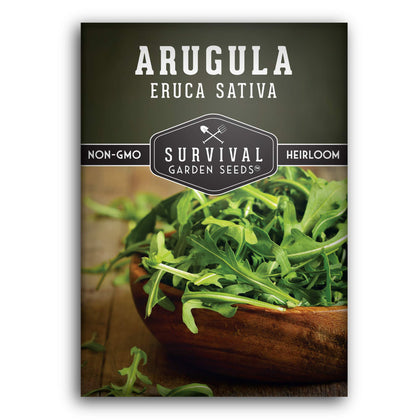 Survival Garden Seeds arugula seed pack for easy home planting of spicy greens.