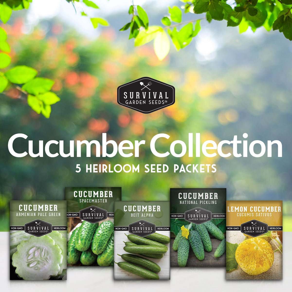 SURVIVAL GARDEN SEEDS Beit Alpha cucumber packet for compact vines and tasty slicers