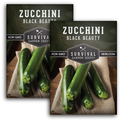 Survival Garden Seeds Black Beauty seed packet for reliable harvests and easy home gardening.