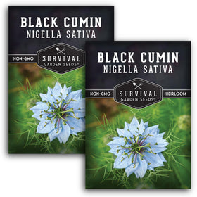 SURVIVAL GARDEN SEEDS black cumin seed packet, easy-to-grow for home gardens.