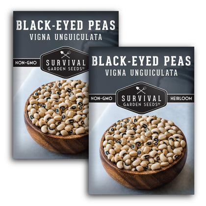 Survival Garden Seeds black-eyed pea seeds pack ready for home garden planting, perfect for steady summer harvests.