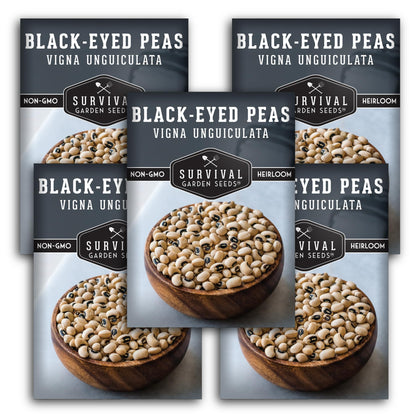 Survival Garden Seeds black-eyed pea seeds packet ready for home garden planting