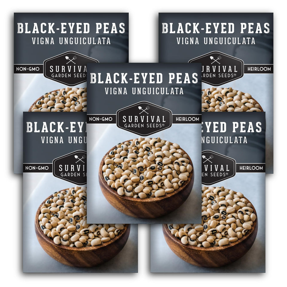 Survival Garden Seeds black-eyed pea seeds packet ready for home garden planting