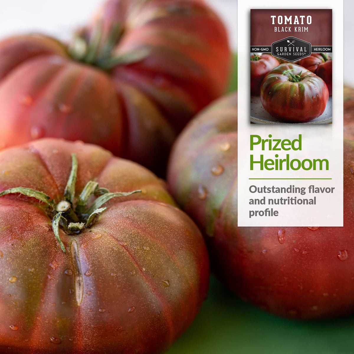 Harvest-ready Black Krim tomatoes ideal for family meals.