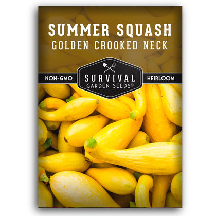 SURVIVAL GARDEN SEEDS crookneck squash seed pack ready for sunlit bed planting