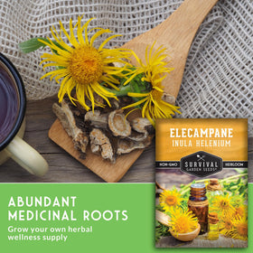 Survival Garden Seeds elecampane roots for soft blue dye options