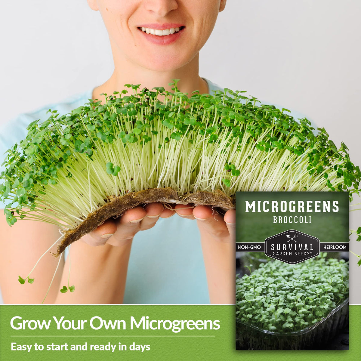 SURVIVAL GARDEN SEEDS tender sprouts in 7–10 days for quick countertop harvest