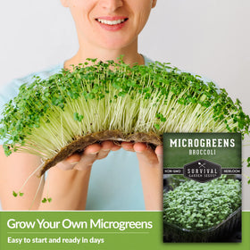 SURVIVAL GARDEN SEEDS tender sprouts in 7–10 days for quick countertop harvest