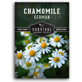 Survival Garden Seeds German chamomile seeds packaging, ready for easy home planting.