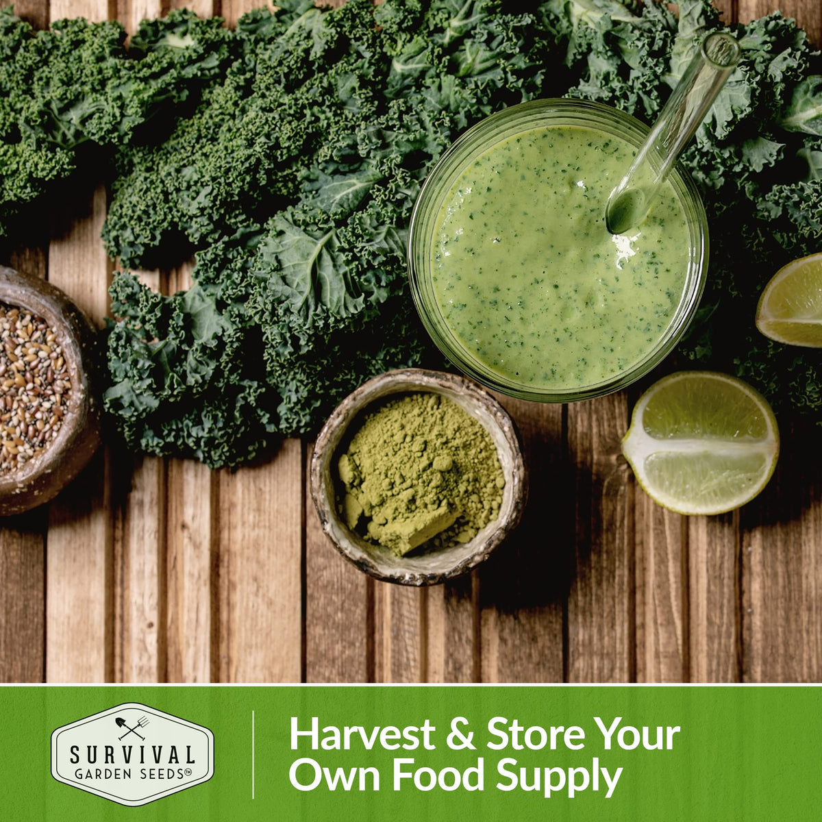 SURVIVAL GARDEN SEEDS kale variety mix offering diverse flavors in one bag
