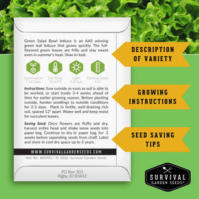 SURVIVAL GARDEN SEEDS heat-resistant lettuce seeds ideal for warm-season gardening