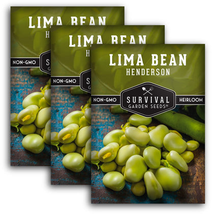 SURVIVAL GARDEN SEEDS Henderson Butter Bean seeds packet, reliable germination for gardens.