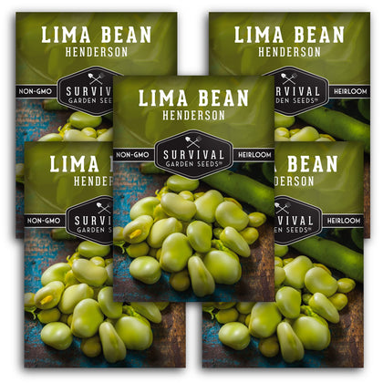 SURVIVAL GARDEN SEEDS Henderson butter bean seeds packet ready to plant for reliable germination.