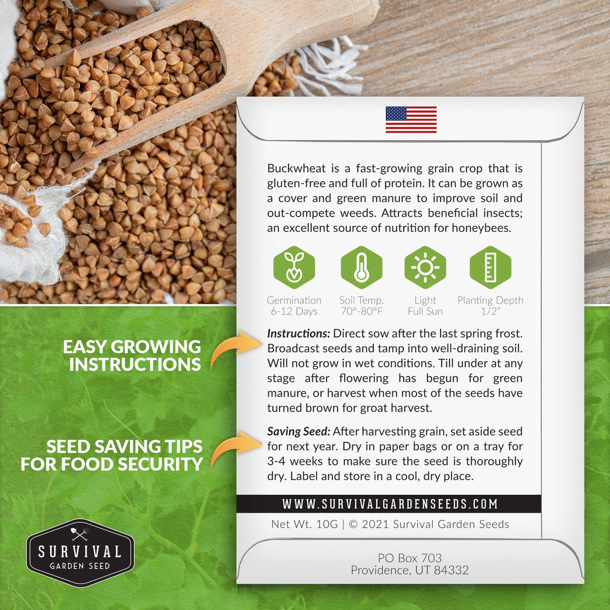 Survival Garden Seeds instruction label with clear steps for successful germination