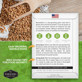 Survival Garden Seeds instruction label with clear steps for successful germination