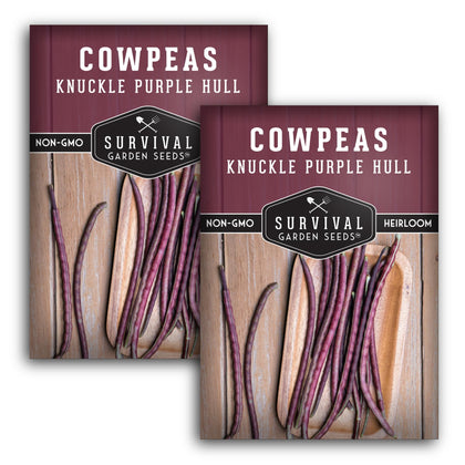 Survival Garden Seeds Knuckle Purple Hull pea seeds pack for reliable home harvest