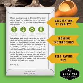 SURVIVAL GARDEN SEEDS luffa gourd seed packet for eco-friendly harvest