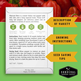 SURVIVAL GARDEN SEEDS Marconi red peppers on the plant ready for roasting and fresh eating