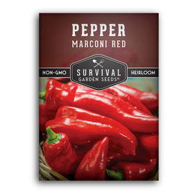 SURVIVAL GARDEN SEEDS Marconi red pepper plants thriving in a sunlit bed for home harvest