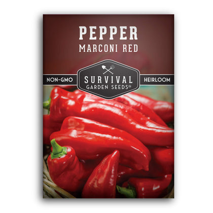 SURVIVAL GARDEN SEEDS Marconi red pepper plants thriving in a sunlit bed for home harvest