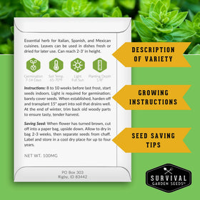 SURVIVAL GARDEN SEEDS mint leaves for cooling infusions and herbs on a windowsill