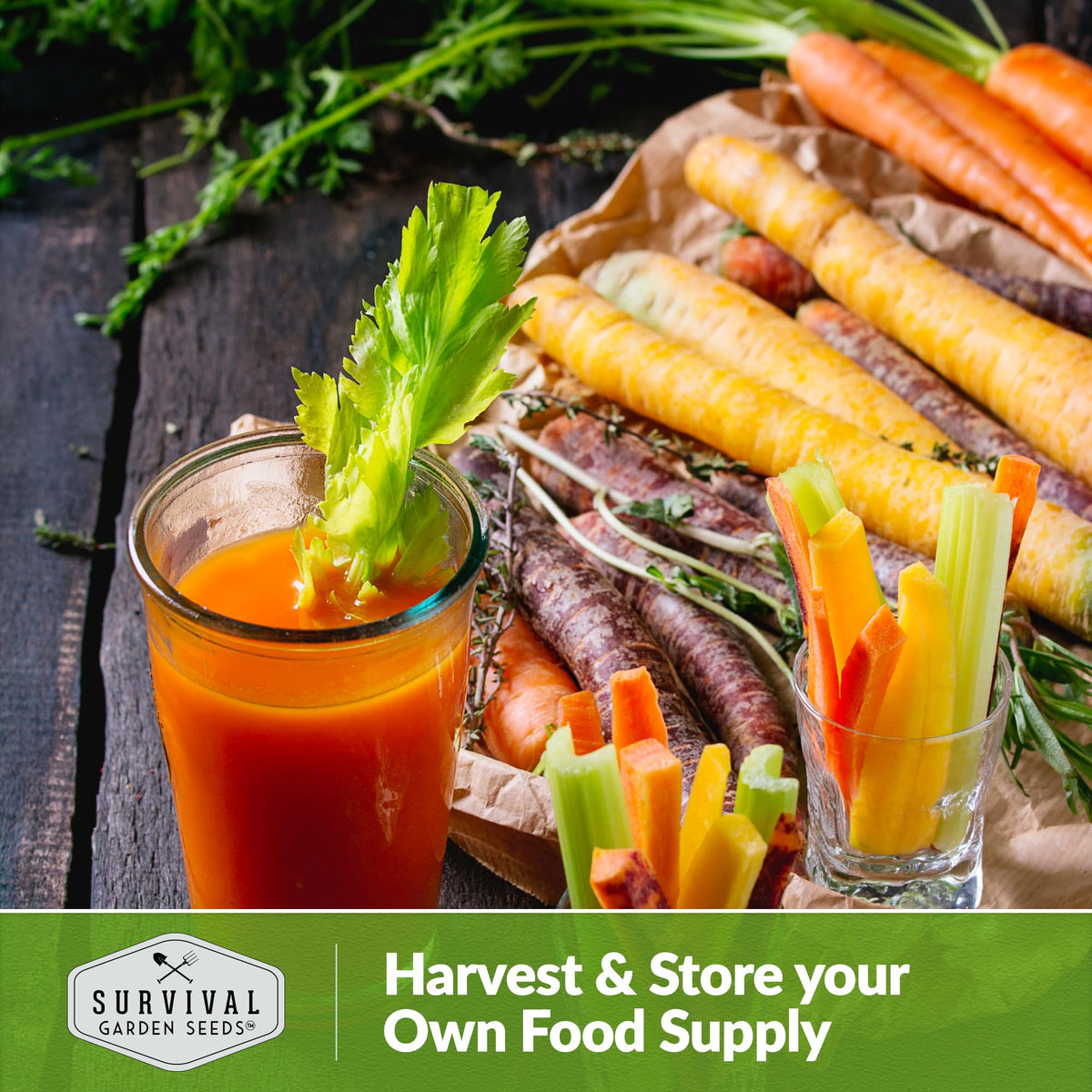 SURVIVAL GARDEN SEEDS Rainbow Carrot Seeds – open-pollinated variety suitable for seed-saving.