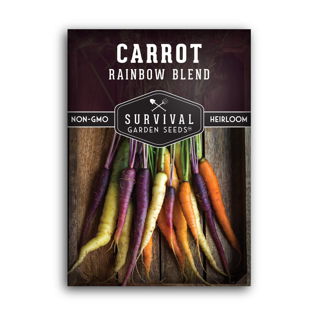 SURVIVAL GARDEN SEEDS Rainbow Carrot Seeds – purple carrots for a vibrant harvest and snacking.