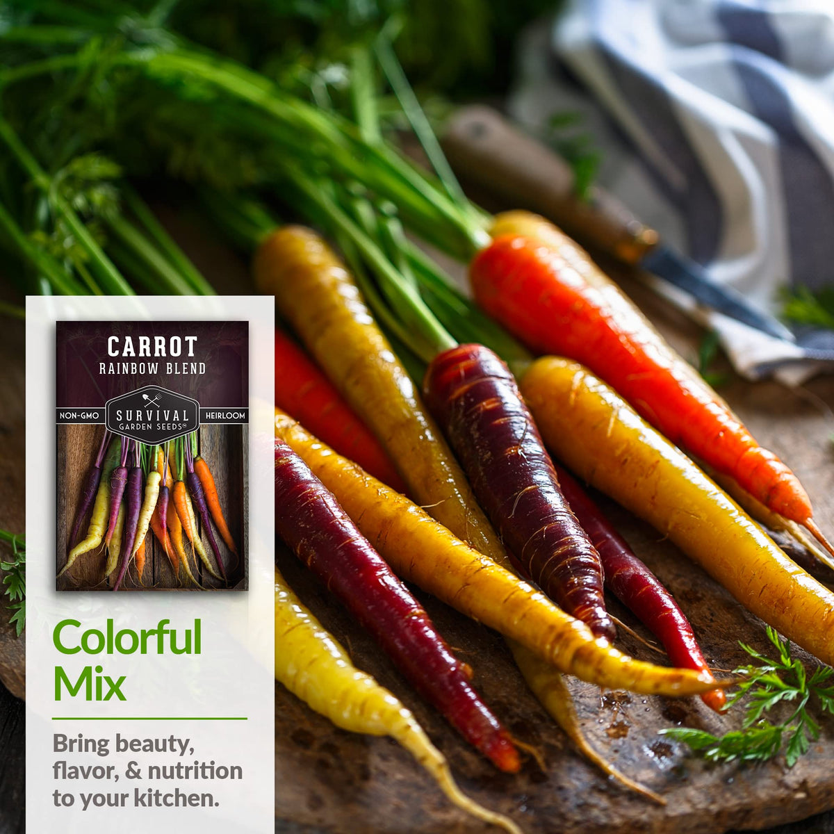 SURVIVAL GARDEN SEEDS Rainbow Carrot Seeds – white carrots offering a delicate contrast in dishes.