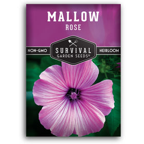 SURVIVAL GARDEN SEEDS Rose Mallow seeds for quick pink blooms in cottage gardens.