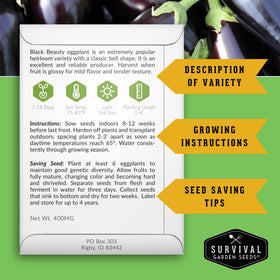 Survival Garden Seeds seed packet and growing instructions for gardeners