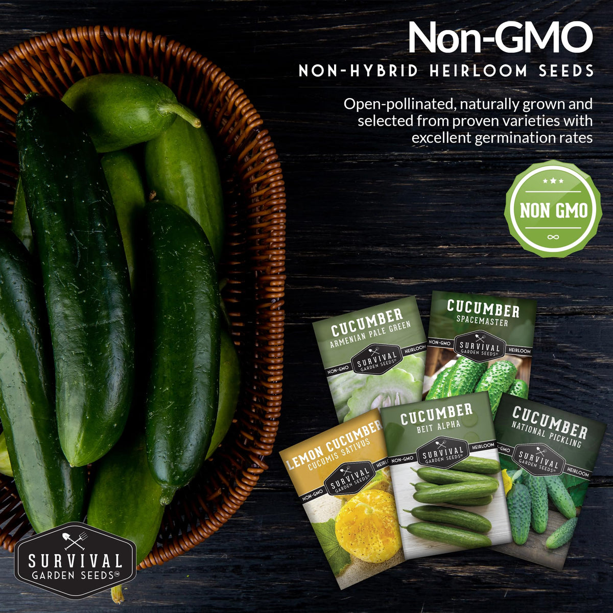 SURVIVAL GARDEN SEEDS Spacemaster cucumber packet perfect for growing on a trellis