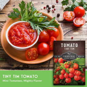 SURVIVAL GARDEN SEEDS Tiny Tim in a pot, high-yield container gardening.