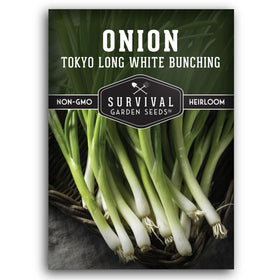 SURVIVAL GARDEN SEEDS Tokyo Long White Bunching Onion seeds pack promotes steady harvests