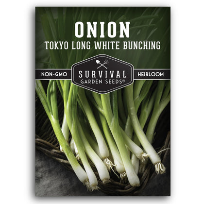 SURVIVAL GARDEN SEEDS Tokyo Long White Bunching Onion seeds pack promotes steady harvests
