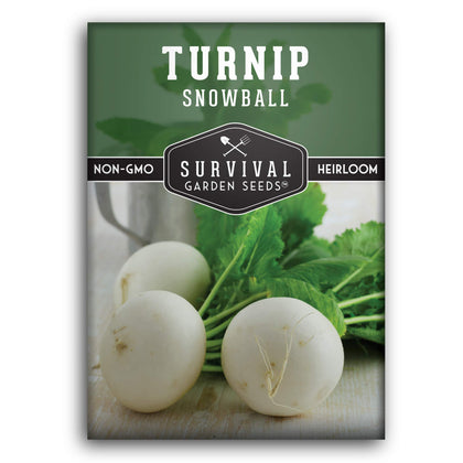 Survival Garden Seeds Snowball White turnip roots for crisp salads.