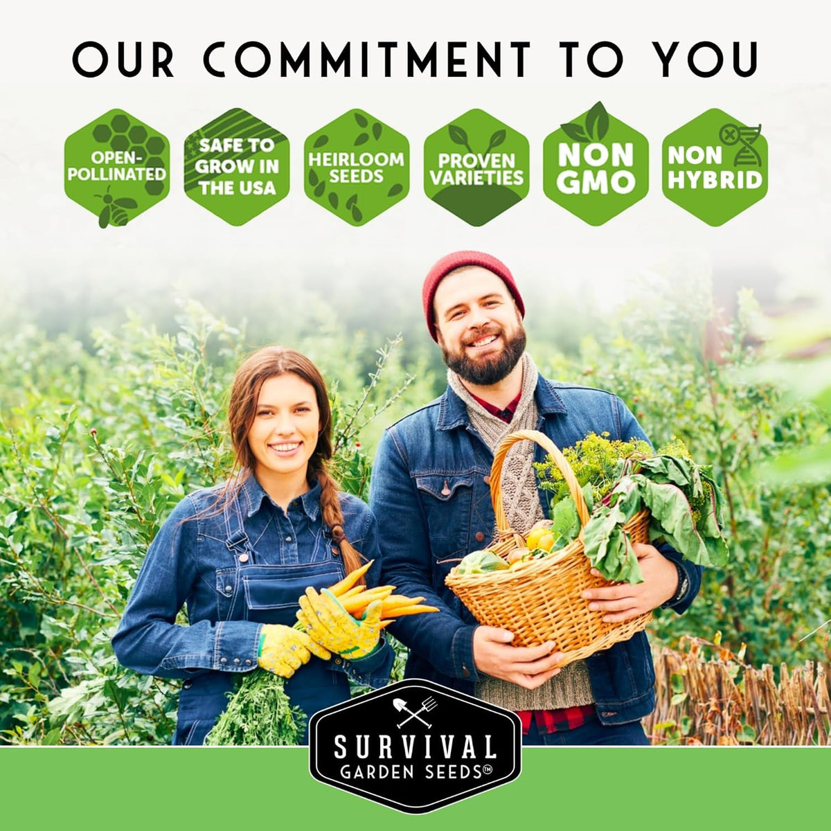SURVIVAL GARDEN SEEDS two-pack bundle image featuring Tiny Tim seeds for starters.
