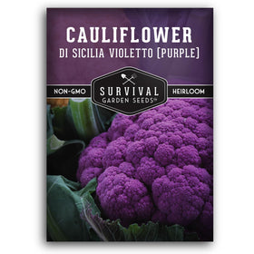 SURVIVAL GARDEN SEEDS Violetto di Sicilia seed pack highlights heritage, open-pollinated seeds for reliable home gardens.