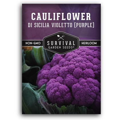 SURVIVAL GARDEN SEEDS Violetto di Sicilia seed pack highlights heritage, open-pollinated seeds for reliable home gardens.