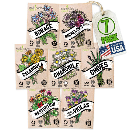 Sustainable Sprout Viola edible flower seeds packets for colorful edible blooms in salads