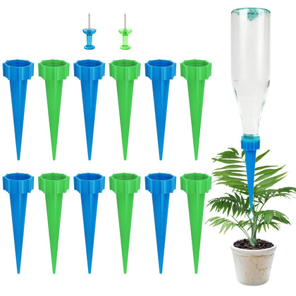 SusuBee plant watering spikes pack-12 ready for bottle irrigation to keep houseplants hydrated