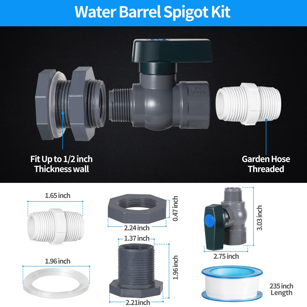 Suswillhit bulkhead fitting with silicone seal close-up for watertight installation