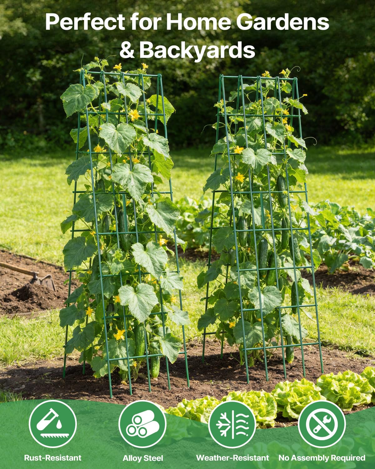 Suteck A-Frame cucumber trellis 59-inch height provides ample climbing space