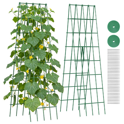 Suteck A-Frame Cucumber Trellis side view showing dual-sided climbing support