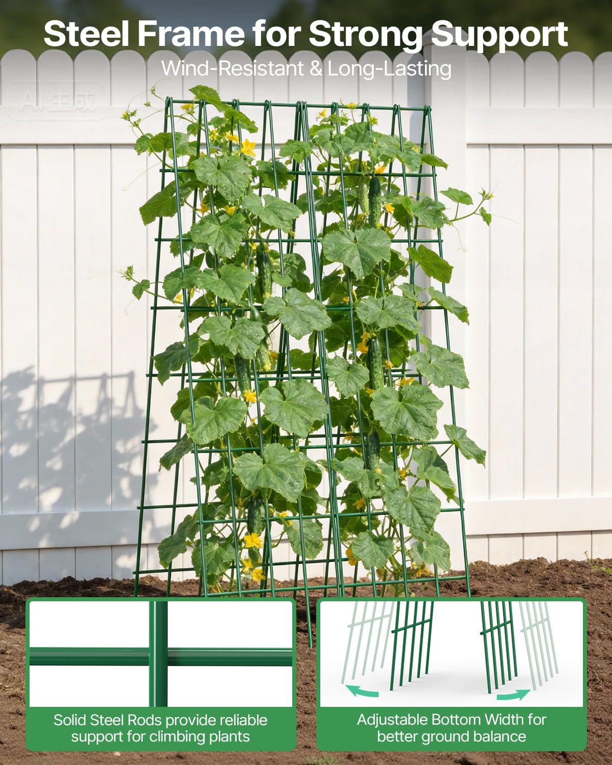 Suteck A-Frame trellis sturdy metal construction resists rust for outdoor use