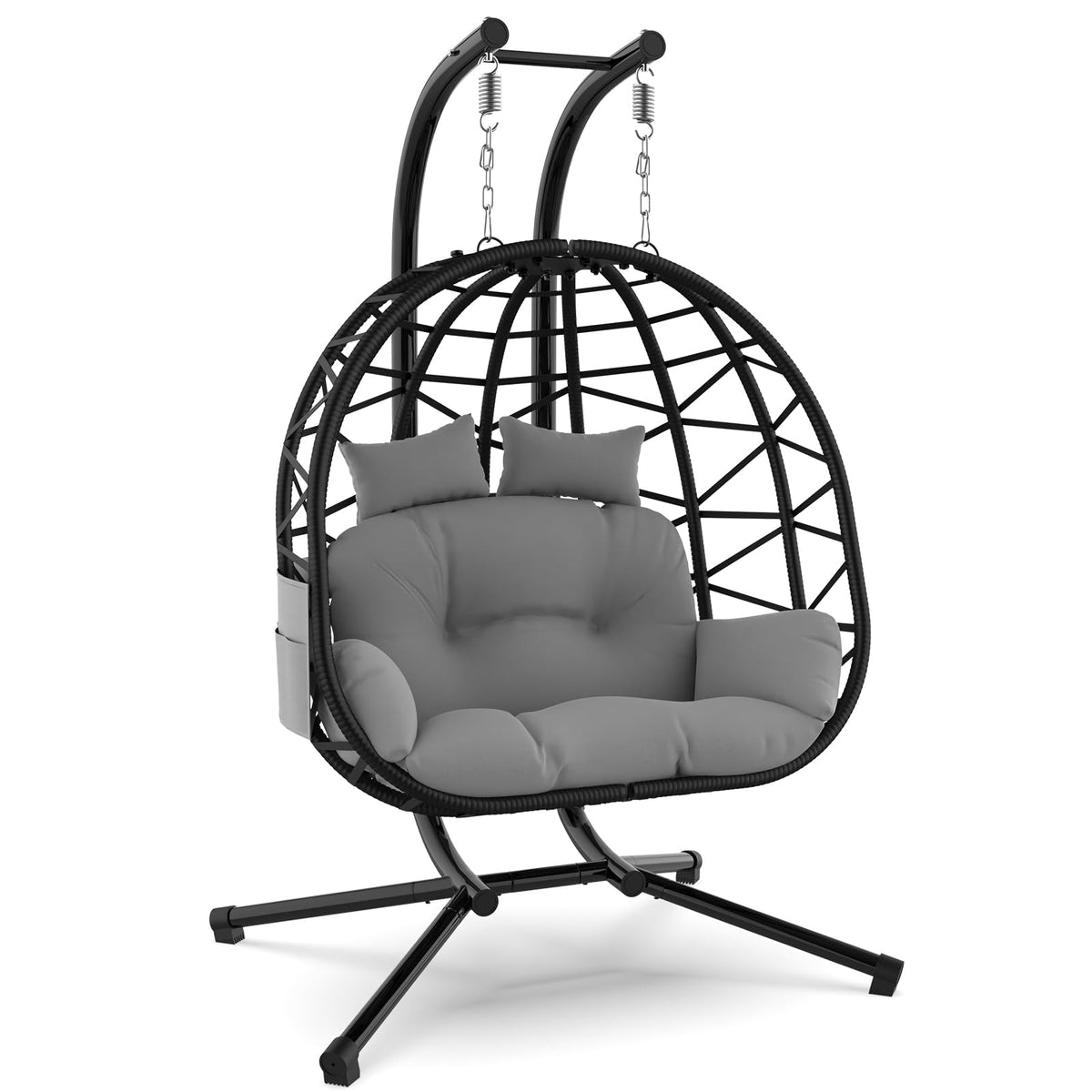 Suteck black wicker egg chair complements modern patio decor
