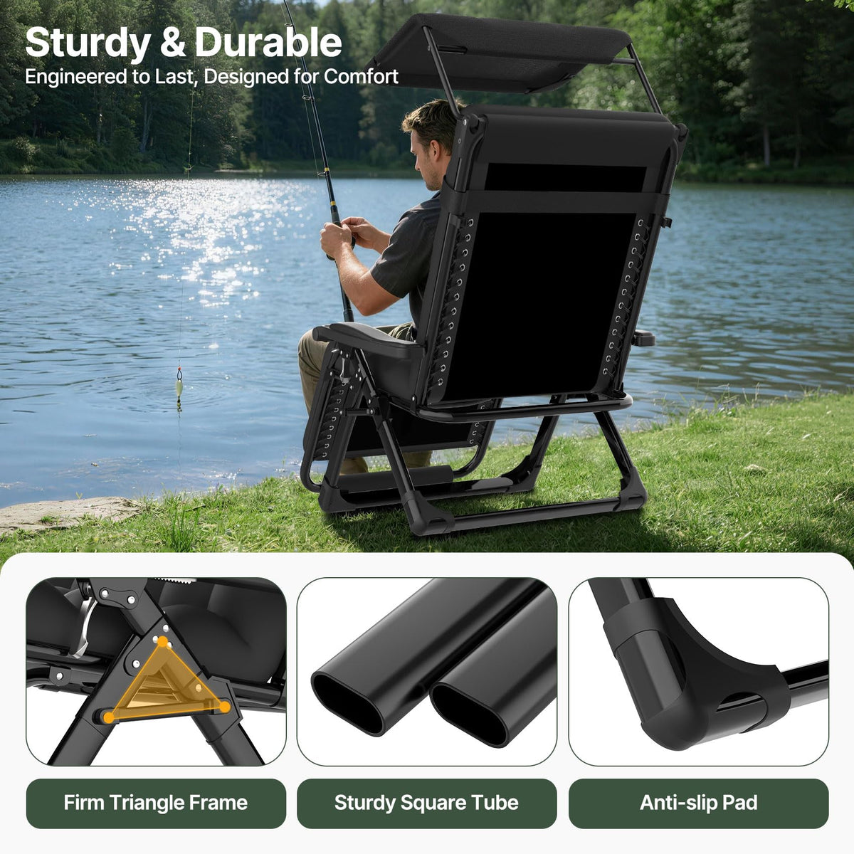 Suteck ergonomic full-body support with adjustable headrest and footrest.