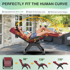 Suteck ergonomic reclining design supporting shoulders and back during lounging.
