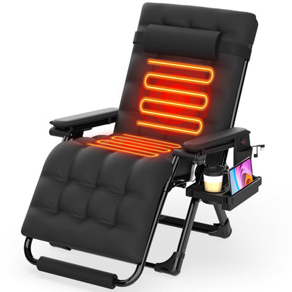 Suteck heated zero gravity chair front view, XL size for outdoor lounging