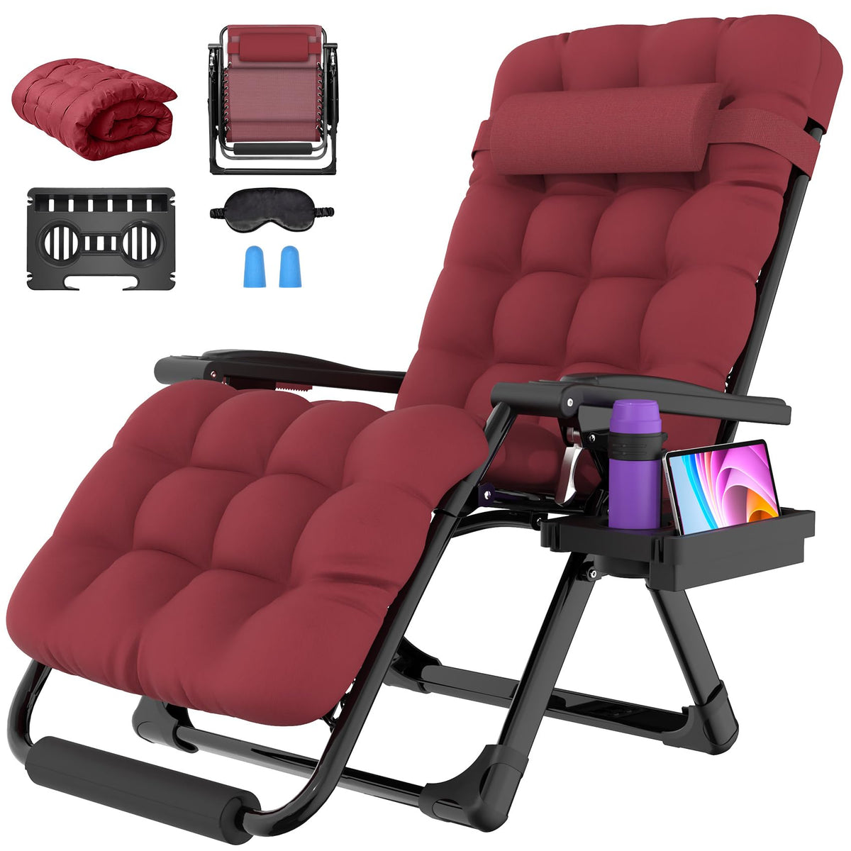 Suteck oversized zero gravity chair angled view for outdoor lounging.